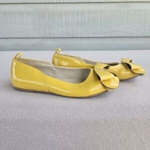 Joyfolie Lyra Yellow Peep Toe Bow Flat Girl Youth SZ 1 Spring Formal Dress